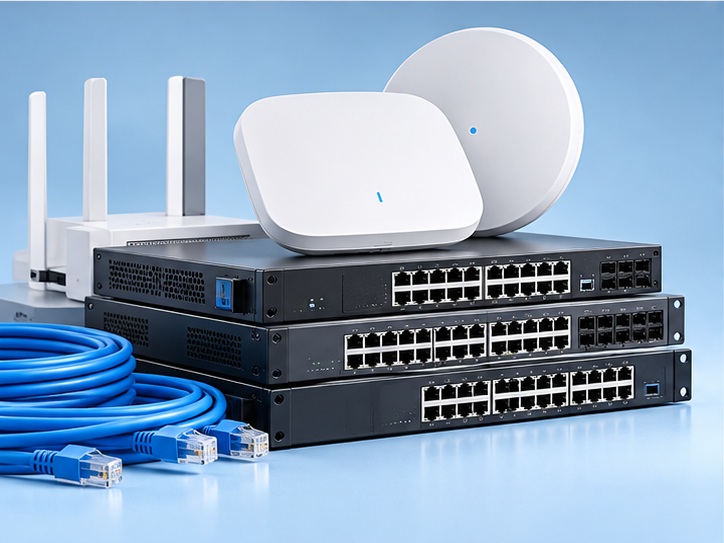 Business networking switches, wireless access points and network cabling